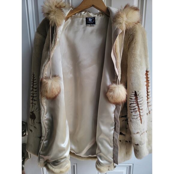 Northern Lifestyle Womens S Deer Forest Satin Lined Faux Fur Hood Vintage Jacket - Picture 16 of 16